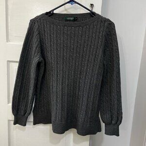 Gray Ralph Lauren polo braided sweater